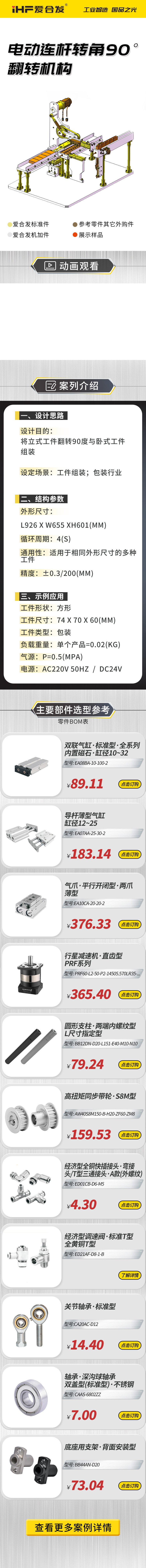 愛合發案例介紹：電動連桿轉角90°翻轉機構！